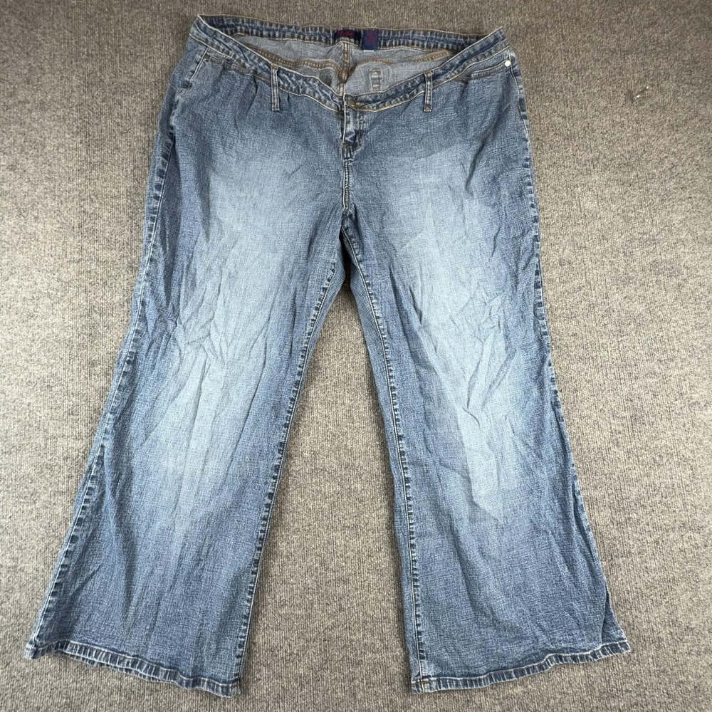 Zana Di Jeans Womens 30 Medium Wash Blue Mid Rise Relaxed Wide Leg Stretch